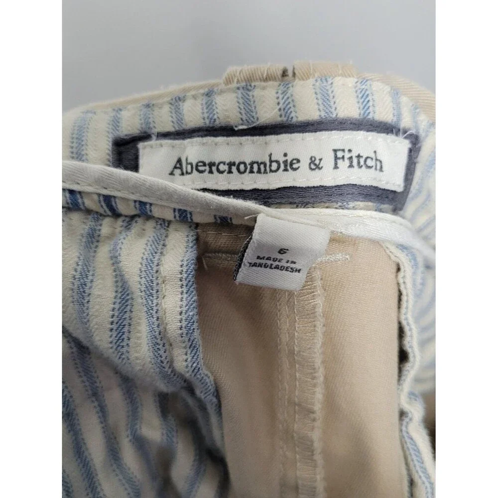 Y2k Abercrombie and Fitch tan rolled cuff preppy distressed shorts size 6 FLAW